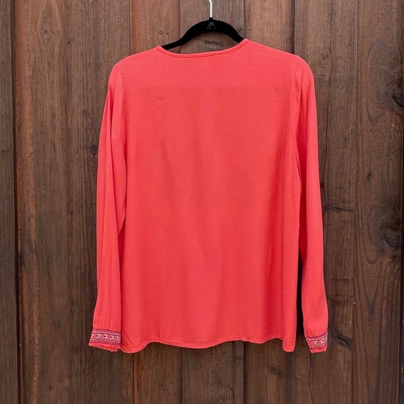 Lucky Brand Embroidered Red Peasant top w tassels - Picture 2 of 7